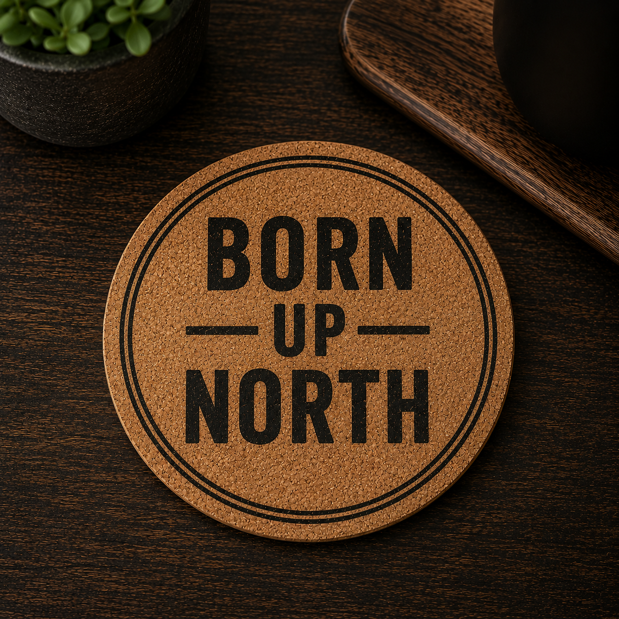 Born Up North Cork Coaster Set – Pack of 4