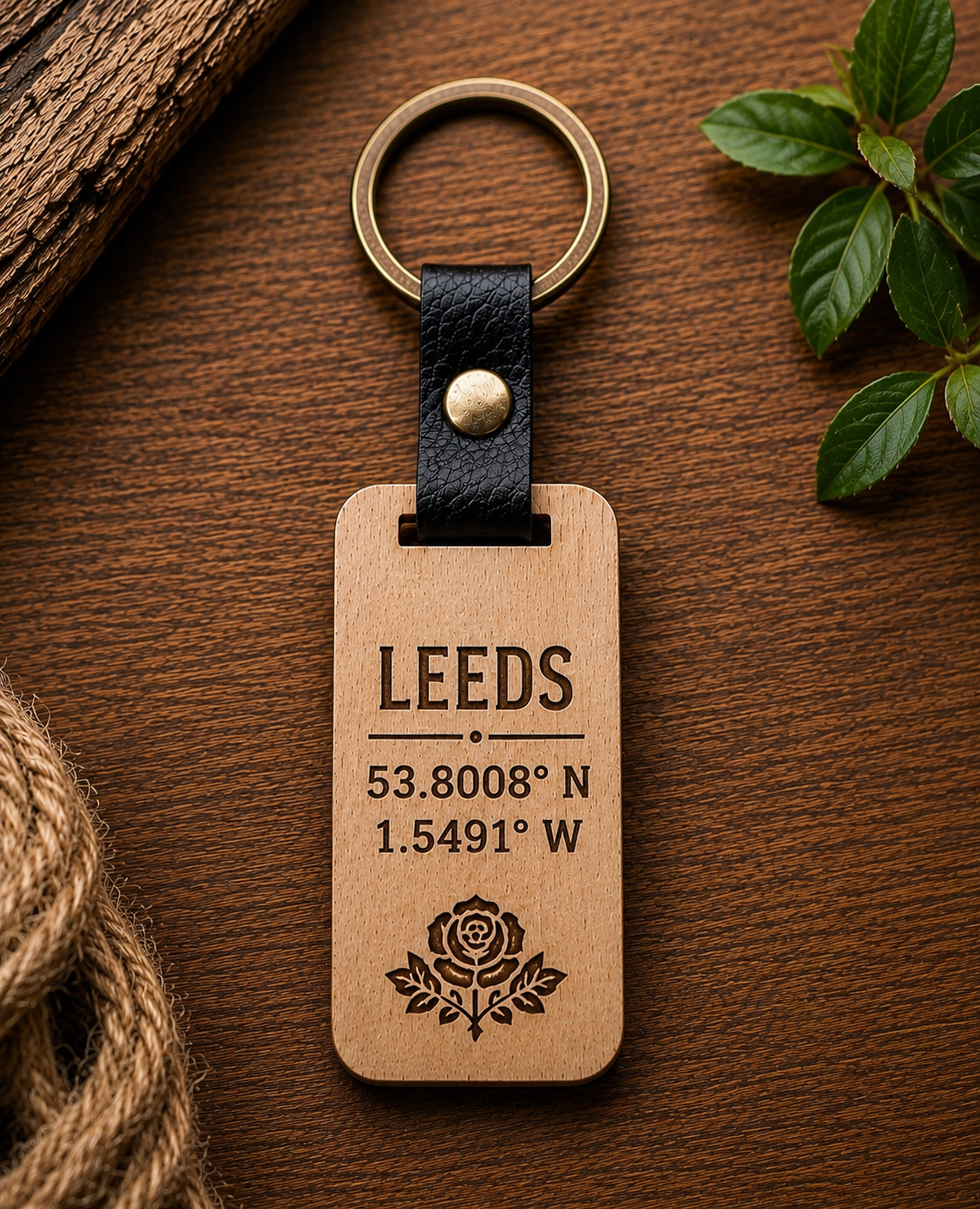 Born Up North – Wooden Keyring