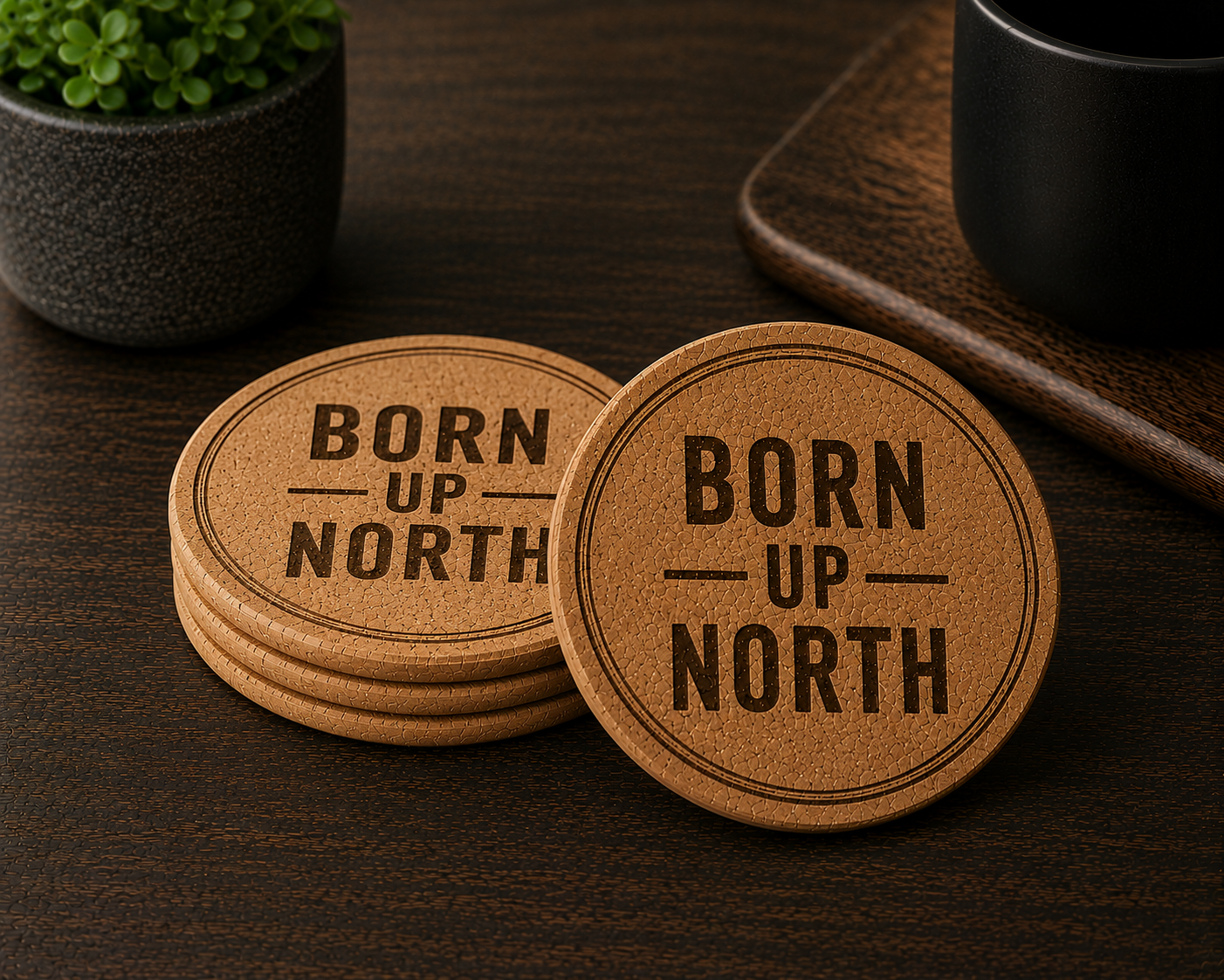 Born Up North Cork Coaster Set – Pack of 4