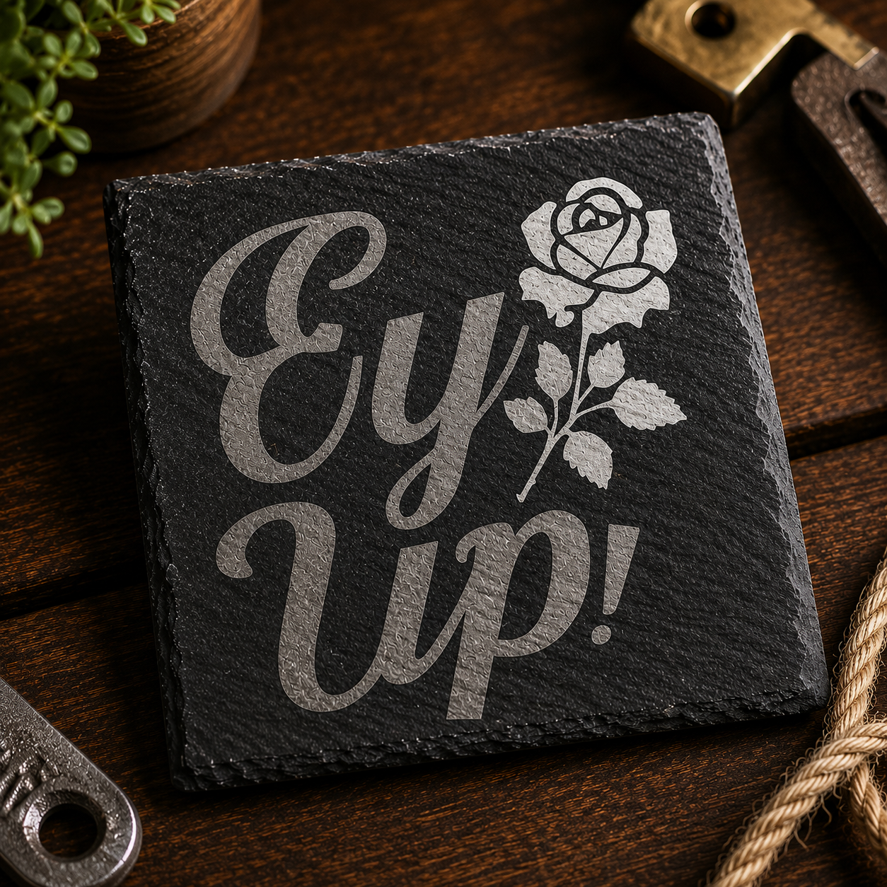Ey up! Slate Coaster