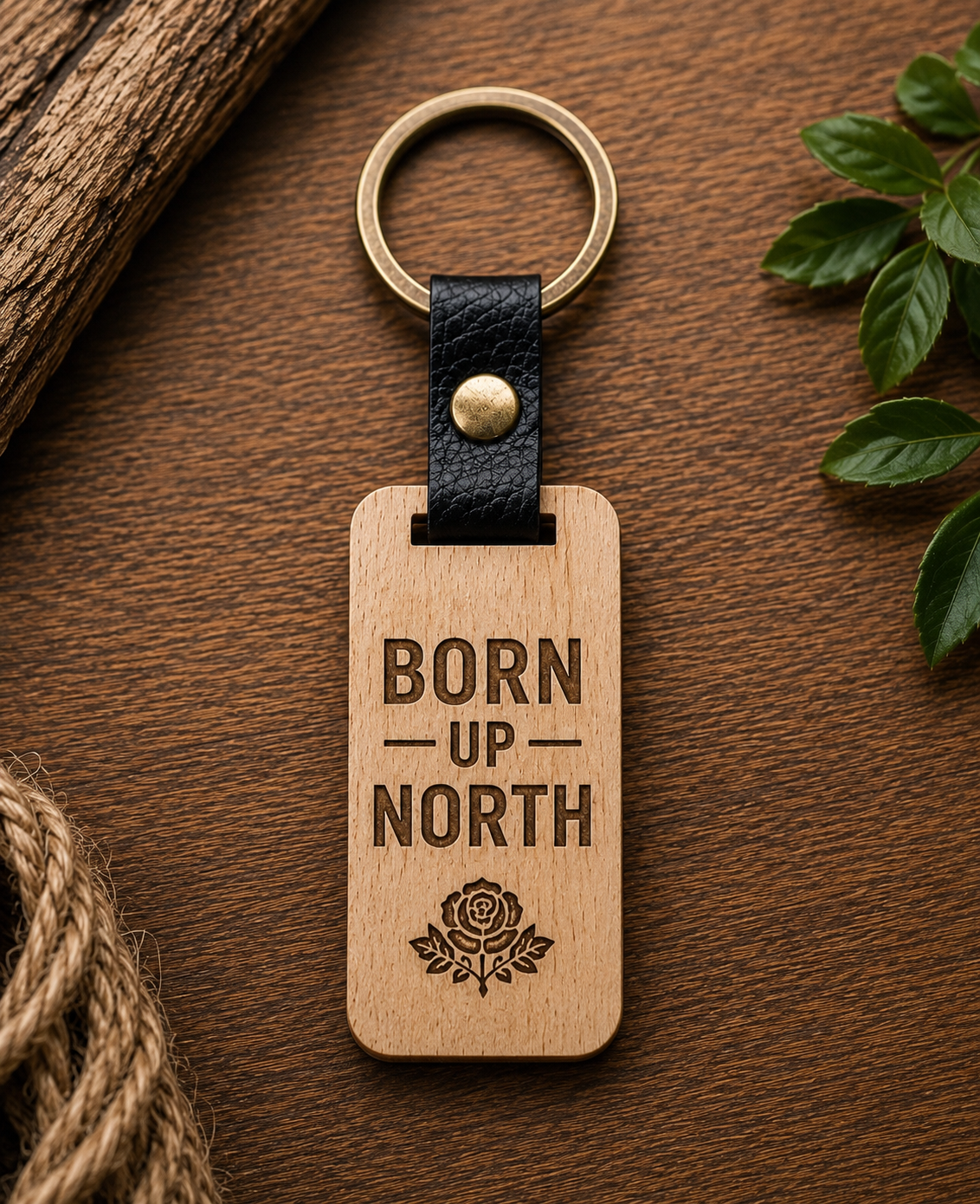 Born Up North – Wooden Keyring