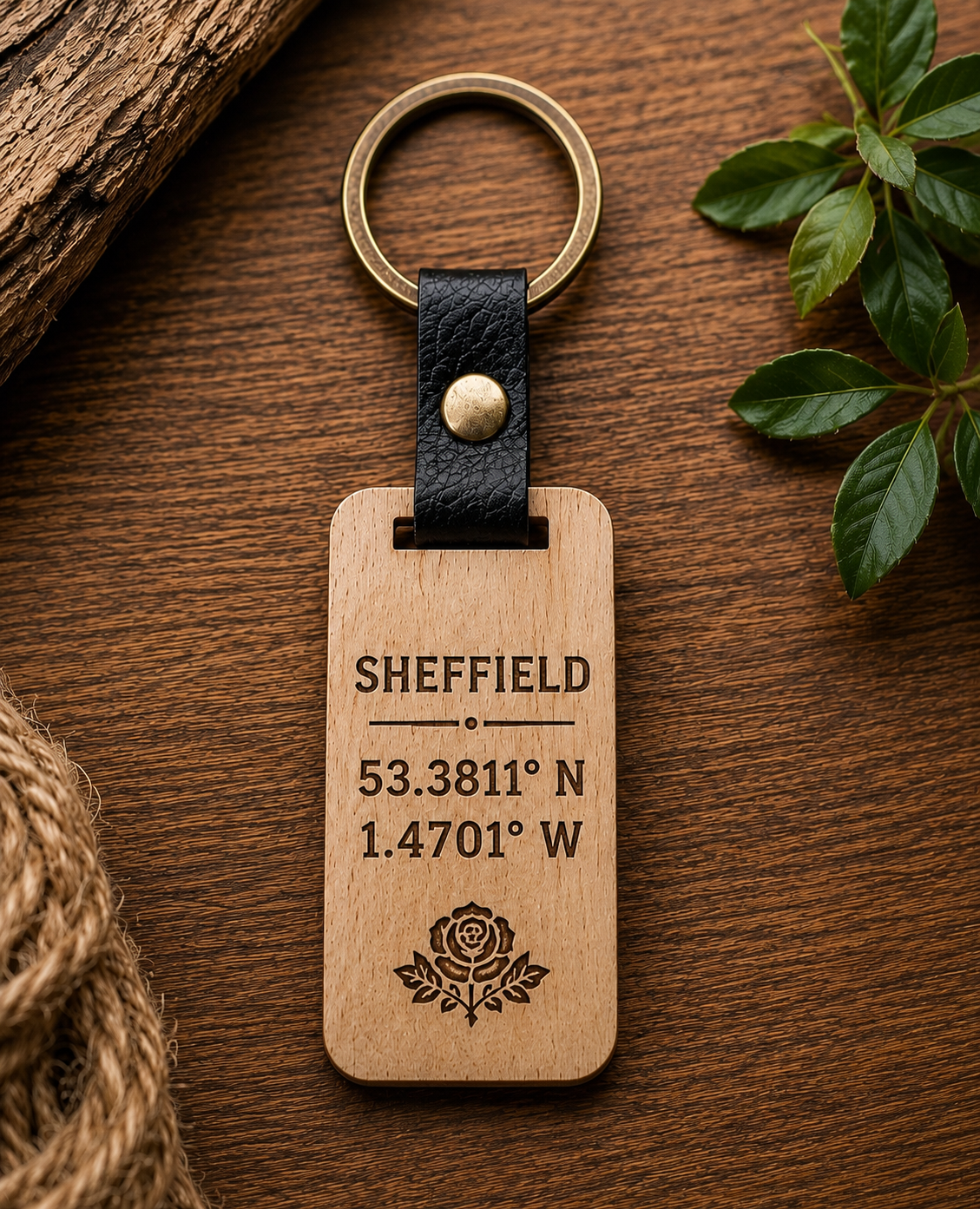 Born Up North – Wooden Keyring