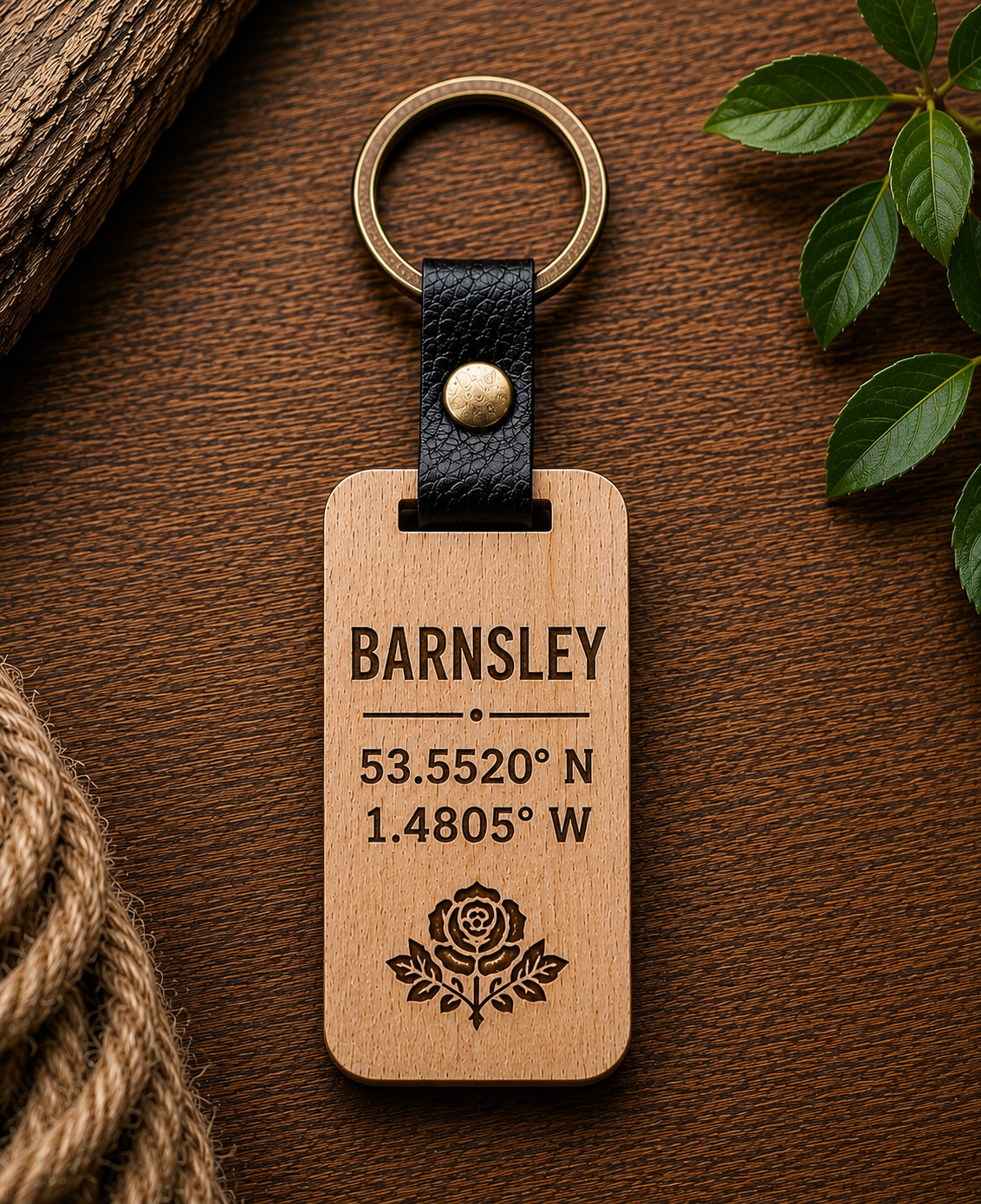Born Up North – Wooden Keyring